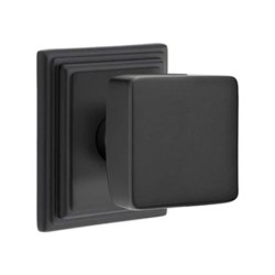Emtek Square Knob with Wilshire Rosette