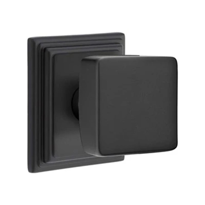 Emtek Square Knob with Wilshire Rosette