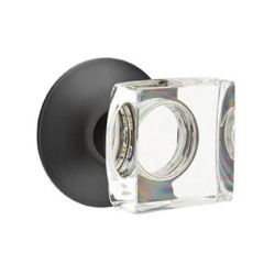 Emtek Modern Square Glass Knob with Modern Rosette