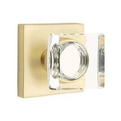 Emtek Modern Square Glass Knob with Square Rosette