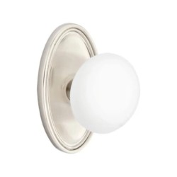 Emtek Ice White Knob with Oval Rosette