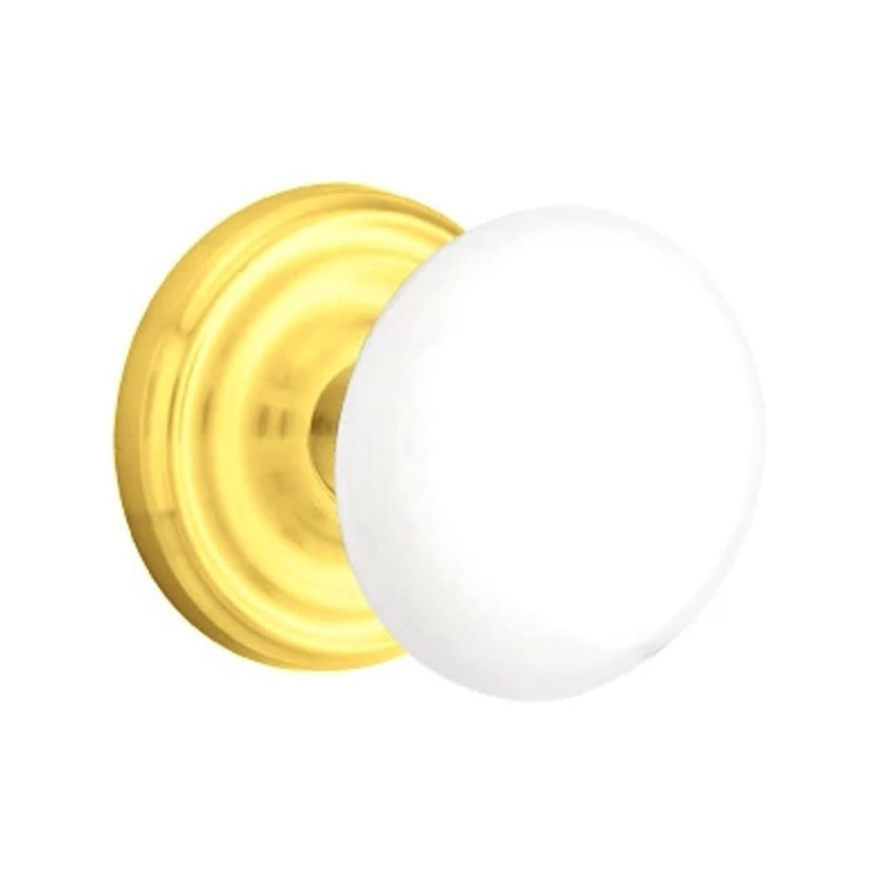Emtek Ice White Knob with Regular Rosette