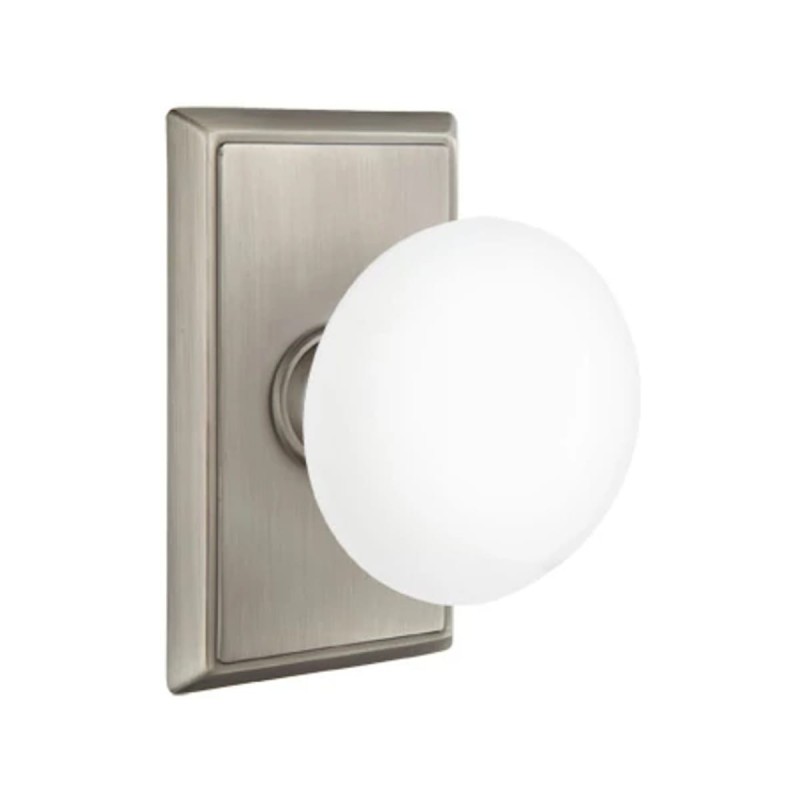 Emtek Ice White Knob with Rectangular Rosette