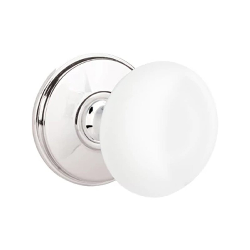 Emtek Ice White Knob with Watford Rosette