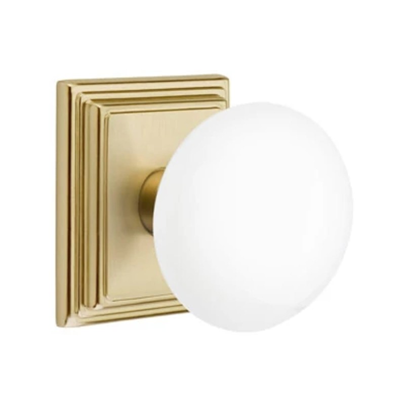 Emtek Ice White Knob with Wilshire Rosette