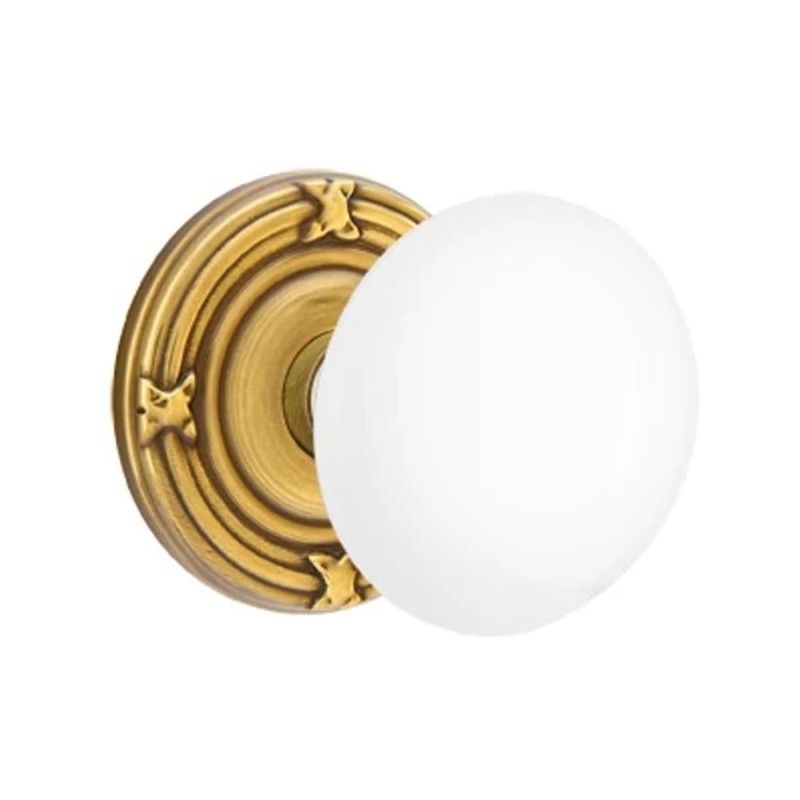 Emtek Ice White Knob with Ribbon and Reed Rosette