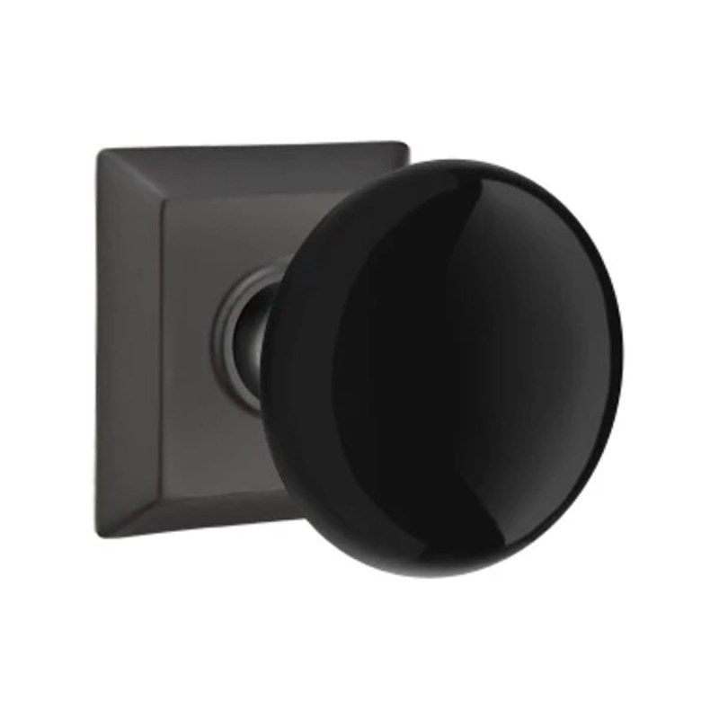 Emtek Ebony Knob with Quincy Rosette