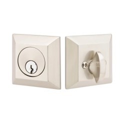Emtek Quincy single-cylinder deadbolt shown in Satin Nickel