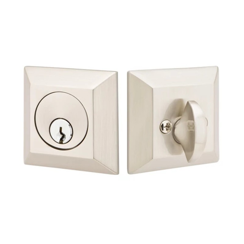 Emtek Quincy single-cylinder deadbolt shown in Satin Nickel