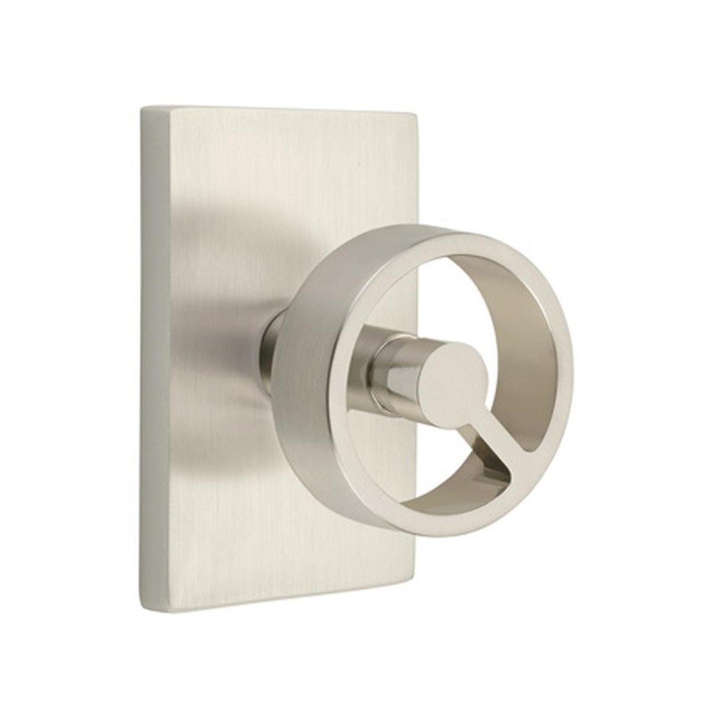 Emtek Spoke Knob with Modern Rectangular Rosette
