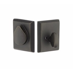 Emtek Rustic Modern Rectangular Single-Cylinder Sandcast Bronze Deadbolt Set