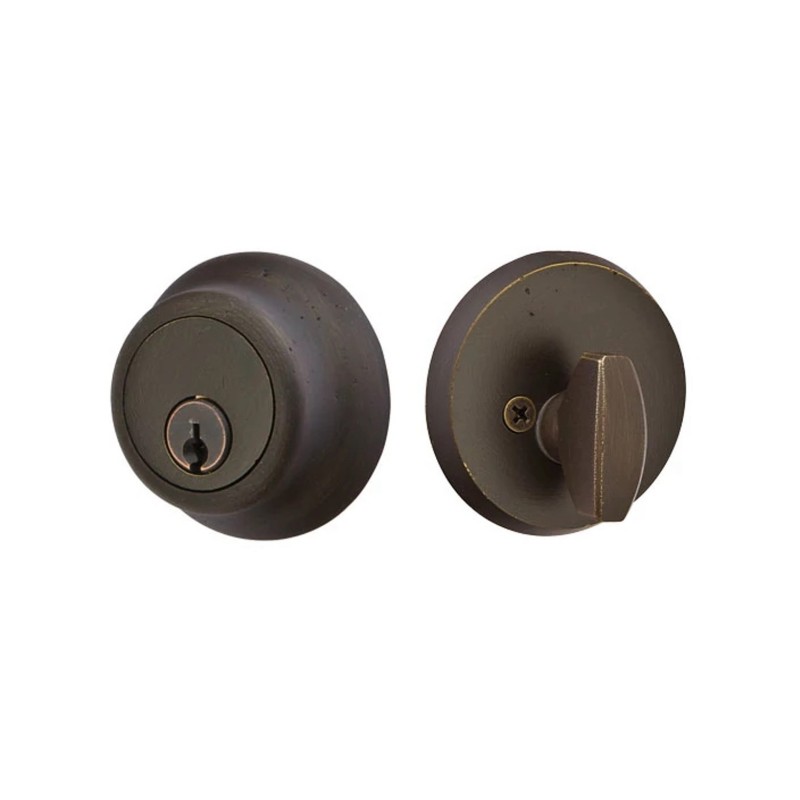 Emtek Regular Single-Cylinder Sandcast Bronze Deadbolt Set